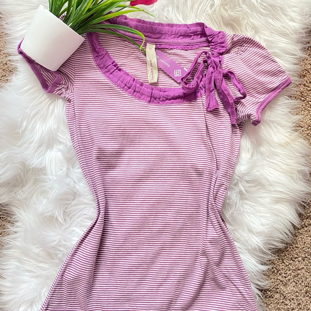 Smart Set Purple Ruffled Cap Sleeve Blouse